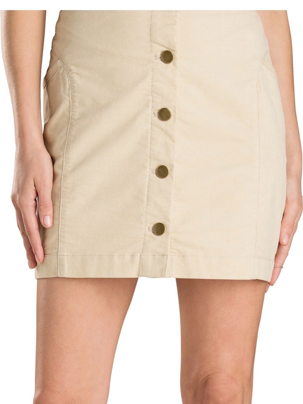 Toad&Co Khaki Mini Skirt Organic Cotton Tan Button-Front Pockets Size 10